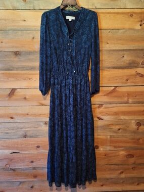 MICHAEL Michael Kors Navy Paisley Lace-Up Maxi Dress